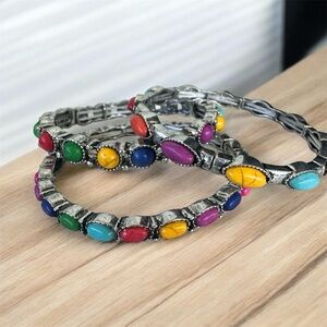 3 Piece Colorful Stone Bangle Set